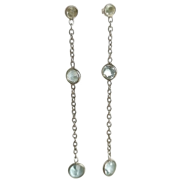 NEW, sterling silver Sky Blue Topaz dangle drop earrings - Picture 1 of 6